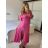 Damen Elegantes Kurzes Langarmkleid (S / M ONE SIZE) ITALIAN FASHION IMWC217235 S / M pink
