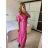 Damen Elegantes Kurzes Langarmkleid (S / M ONE SIZE) ITALIAN FASHION IMWC217235 S / M pink