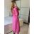 Damen Elegantes Kurzes Langarmkleid (S / M ONE SIZE) ITALIAN FASHION IMWC217235 S / M pink