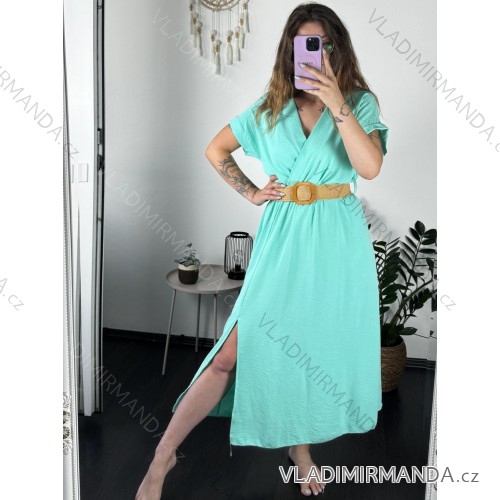 Shirt verlängert 3/4 Langarm Damen (L/XL/2XL ONE SIZE) ITALIAN FASHION IM423025 modrá mintova M / L