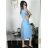 Langes Sommerkleid mit kurzen Ärmeln für Damen (Einheitsgröße S/M) ITALIAN FASHION IM323111