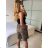 Langes Chiffon-Kurzarmkleid für Damen (S/M ONE SIZE) ITALIAN FASHION IMWGS231048 S / M hnědá gepard