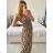 Langes, elegantes, ärmelloses Icecool-Kleid für Damen (S/ML/XL) ITALIAN FASHION AINUOSI IMB24Y1090 -   hnědá leopard -   L / XL