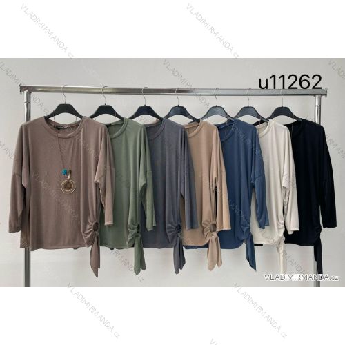 Kleid mit 3/4 Ärmeltasche für Damen (uni sl) ITALIAN Fashion IMWD20527