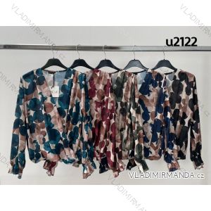 Damen-Tunika-Hemd aus Satin mit langen Ärmeln (Einheitsgröße S/M) ITALIAN FASHION IMM24M2122