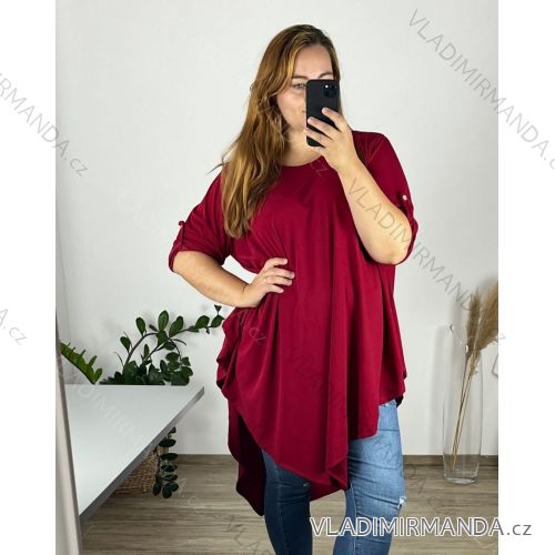Tunika mit Anhänger, lange Ärmel, Damen, Übergröße (58/60 Einheitsgröße), ITALIAN FASHION IMWQ24130 58/60 Wein