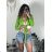 Langärmliges Crop-Top für Damen (Einheitsgröße S/M) ITALIAN FASHION IMPGM233340 hellgrün S / M