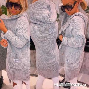 Šaty mikinové s kapucí dlouhý rukáv dámské (S/M/L ONE SIZE) ITALSKÁ MÓDA IMD21957