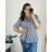 Langarm-Tunika-Hemdhemd mit Damen (uni sl) ITALIENISCHE Mode IM718028 48/50 blau