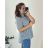 Langarm-Tunika-Hemdhemd mit Damen (uni sl) ITALIENISCHE Mode IM718028 48/50 blau