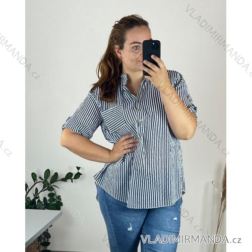 Langarm-Tunika-Hemdhemd mit Damen (uni sl) ITALIENISCHE Mode IM718028 48/50 blau