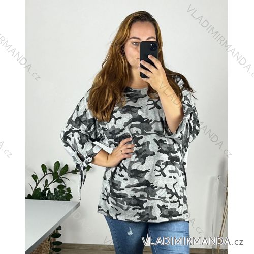 Tunika dlouhý rukáv dámská nadrozměr (3XL/4XL ONE SIZE) ITALSKÁ MÓDA IMWQ23126 56/58 grau