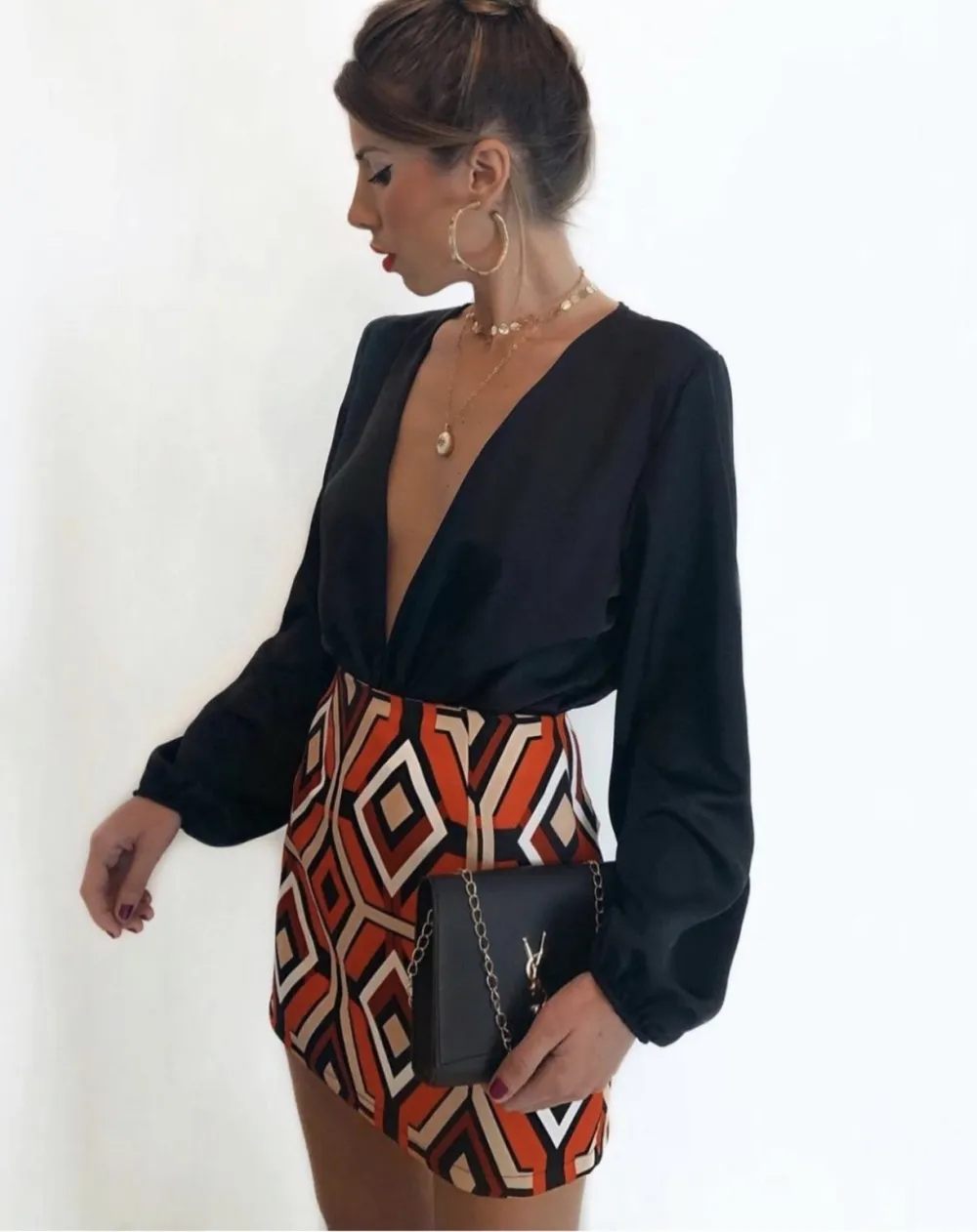 Eleganter Langarm-Body für Damen (S/M/L ONE SIZE) ITALIAN FASHION IMPBB24B10765