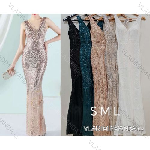 Ärmelloses langes Partykleid für Damen (S/M EINHEITSGRÖSSE) ITALIAN FASHION IMHMS23102