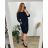Freizeitkleid Baumwolle 3/4-Ärmel Damen Übergröße (40-50) POLISH FASHION PMF24MARGARITA 44 schwarz