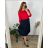 Freizeitkleid Baumwolle 3/4-Ärmel Damen Übergröße (40-50) POLISH FASHION PMF24MARGARITAMIX/DUR 46 Rot