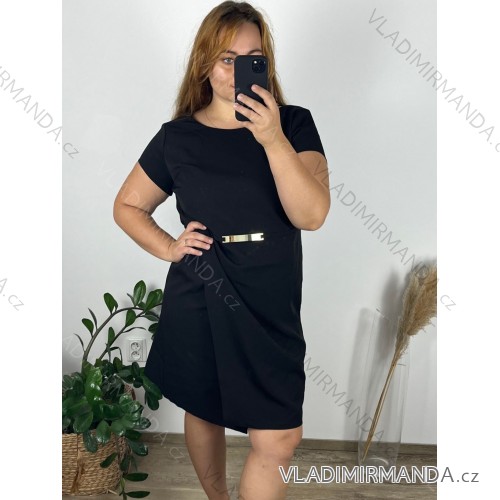Kurzarmkleid für Damen in Übergröße (L-3XL) POLISH FASHION PMF20013 Farbe   schwarz Velikost   46