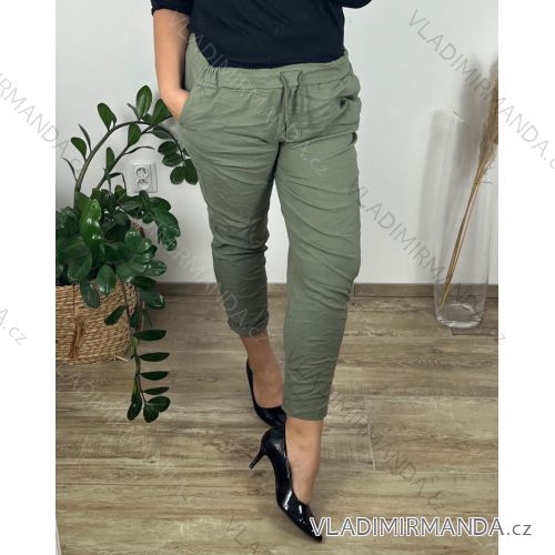 Damen-Stretchhose in Übergröße (54/56/58 Einheitsgröße) ITALIAN FASHION IM424101  grünes Khaki