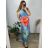 Langes Chiffon-Kurzarmkleid für Damen (S/M ONE SIZE) ITALIAN FASHION IMWGS231048 L / XL blau