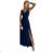 498-1 Langes Kleid mit Ausschnitt und Doppelträgern - marineblau mit Glitzer