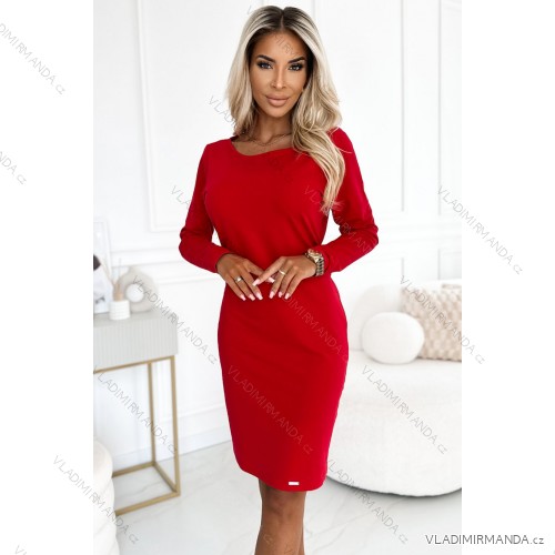 209-12 Kleid mit breitem Bindegürtel - Rot