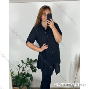 Gestreiftes Hemd 3/4 Langarm Damen (uni xs-m) (uni XL/XXL) ITALSKÁ MODA IM120162