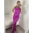 Šaty elegantní společenské na ramínka dámské (S/M ONE SIZE) ITALSKÁ MÓDA IM321608 -   růžová fuchsiová -   S/M/L