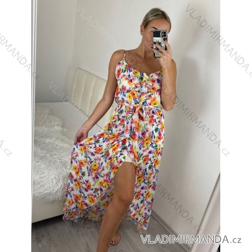 Langes, trägerloses Sommerkleid aus Chiffon für Damen (Einheitsgröße S/M) ITALIAN FASHION IMWGB231831 S/M weiß