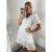 Sommer-Boho-Spitzenkleid für Damen mit kurzen Ärmeln (Einheitsgröße S/M) ITALIAN FASHION IMPEM2323084 -   weiß -   S / M