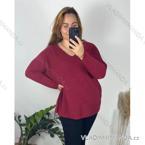 Strickkleid a-Pullover Extended Long Sleeve Damen Plus Size (XL / 2XL ONE SIZE) ITALIAN FASHION IM4212261