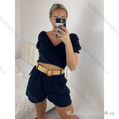 Damenkleid aus Baumwolle mit kurzen Ärmeln aus Spitze (S / M ONE SIZE) ITALIAN FASHION IMWM215877