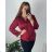 Damen Satin Langarmhemd (S/M/L ONE SIZE) ITALIAN FASHION IM322560 46/48 Wein