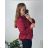 Damen Satin Langarmhemd (S/M/L ONE SIZE) ITALIAN FASHION IM322560 46/48 Wein
