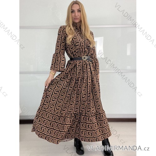 Damen Warmes Langarmkleid (L / XL ONE SIZE) ITALIAN FASHION IM4221054 M / L braun