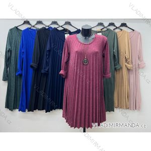 Warmes Plisseekleid 3/4 Langarm Damen Übergröße (48/50/52 EINHEITSGRÖSSE) ITALIAN FASHION IM424644