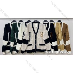 Gestrickter Langarmpullover für Damen in Übergröße mit Knopfleiste (50/52/54 Einheitsgröße) ITALIAN FASHION IM424655