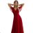 562-2 NASTIA Langes Kleid mit Ausschnitt und kurzen Ärmeln - burgunderrot