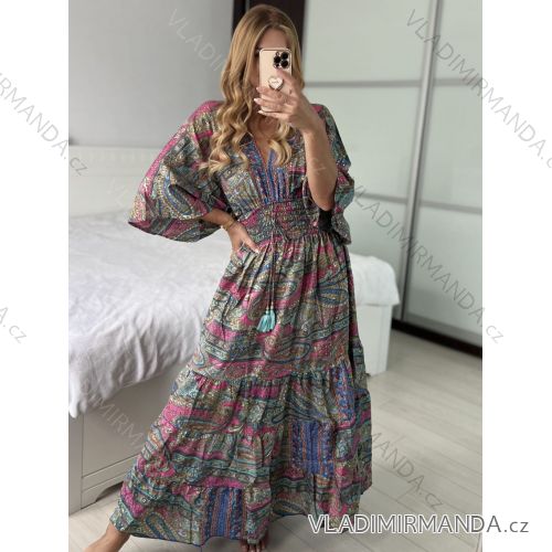 Langärmliges Sommer-Hemdkleid für Damen (S/M/L Einheitsgröße) INDIAN FASHION IMWY23123