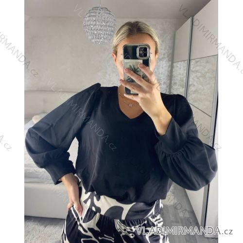 Kleid mit 3/4 Ärmeltasche für Damen (uni sl) ITALIAN Fashion IMWD20527 S/M/L schwarz