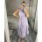 Langes Chiffon-Kurzarmkleid für Damen (S/M ONE SIZE) ITALIAN FASHION IMWGM23456 -   blau -   M / L