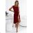 311-15 LILA Plisseekleid mit kurzen Ärmeln - Farbe bordeaux