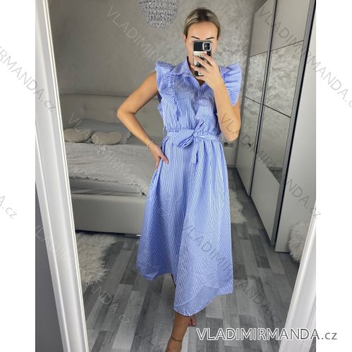 Ärmelloses langes gestreiftes Hemdkleid für Damen (uni s/m) ITALIAN Fashion IMM24BR8444