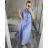 Ärmelloses langes gestreiftes Hemdkleid für Damen (uni s/m) ITALIAN Fashion IMM24BR8444 S / M blau