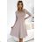 567-1 Bequemes Langarm Trapezkleid - beige