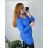 Sommerkleid Langarm geblümte Damen (UNI S / L) ITALIAN FASHION IMK20150 48/50 dunkles Petroleum