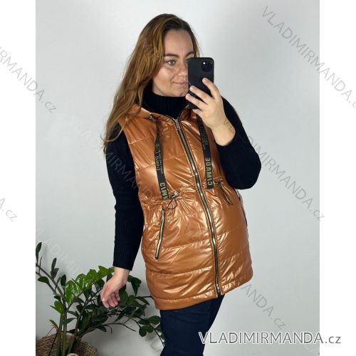 Damenweste mit Reißverschluss (S-2XL) POLISH FASHION PMWC23C208175 S braun