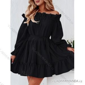 Šaty mikinové s kapucí dlouhý rukáv dámské (S/M/L ONE SIZE) ITALSKÁ MÓDA IMD21957