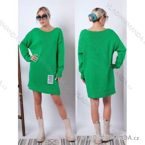 Warm gestricktes Langarmkleid für Damen in Übergröße (52/54/56 EINHEITSGRÖSSE) ITALIAN FASHION IM424637
