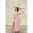 Langes, elegantes Damenkleid mit breiten Trägern (SL) FRENCH FASHION FMPEL23VELVET Rose alte Rose 34