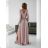 Langes, elegantes Damenkleid mit breiten Trägern (SL) FRENCH FASHION FMPEL23VELVET béžová smetanová 34